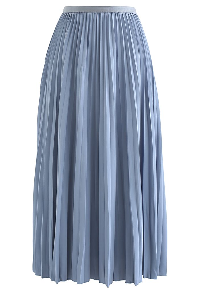 Falda midi plisada Sencillez en azul