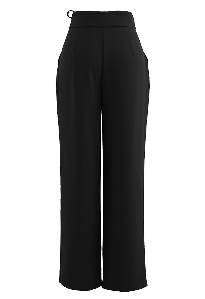 Pantalones de pernera ancha con cordón autoajustable en negro