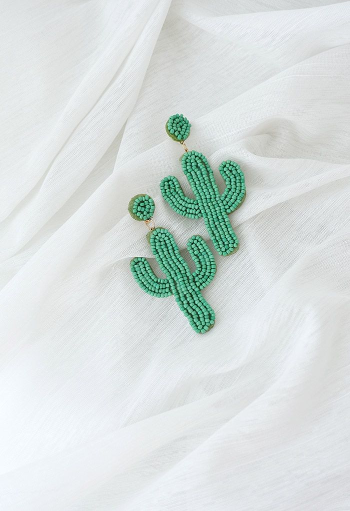 Pendientes de cactus con cuentas