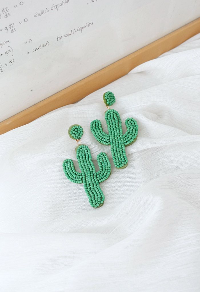 Pendientes de cactus con cuentas