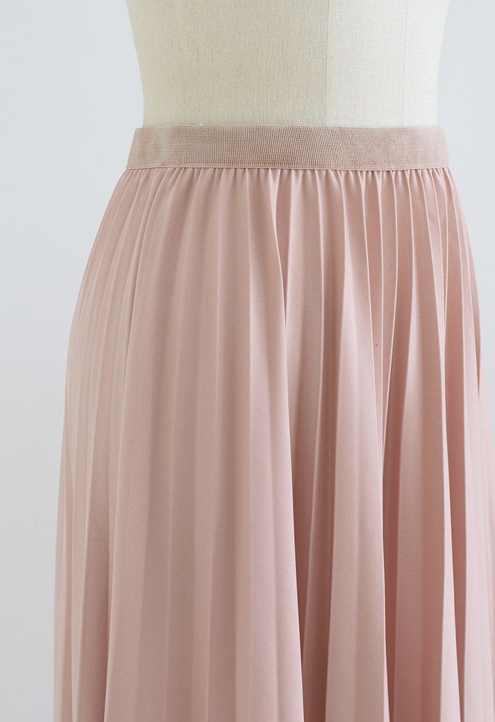 Falda plisada con dobladillo sin rematar de encaje en rosa