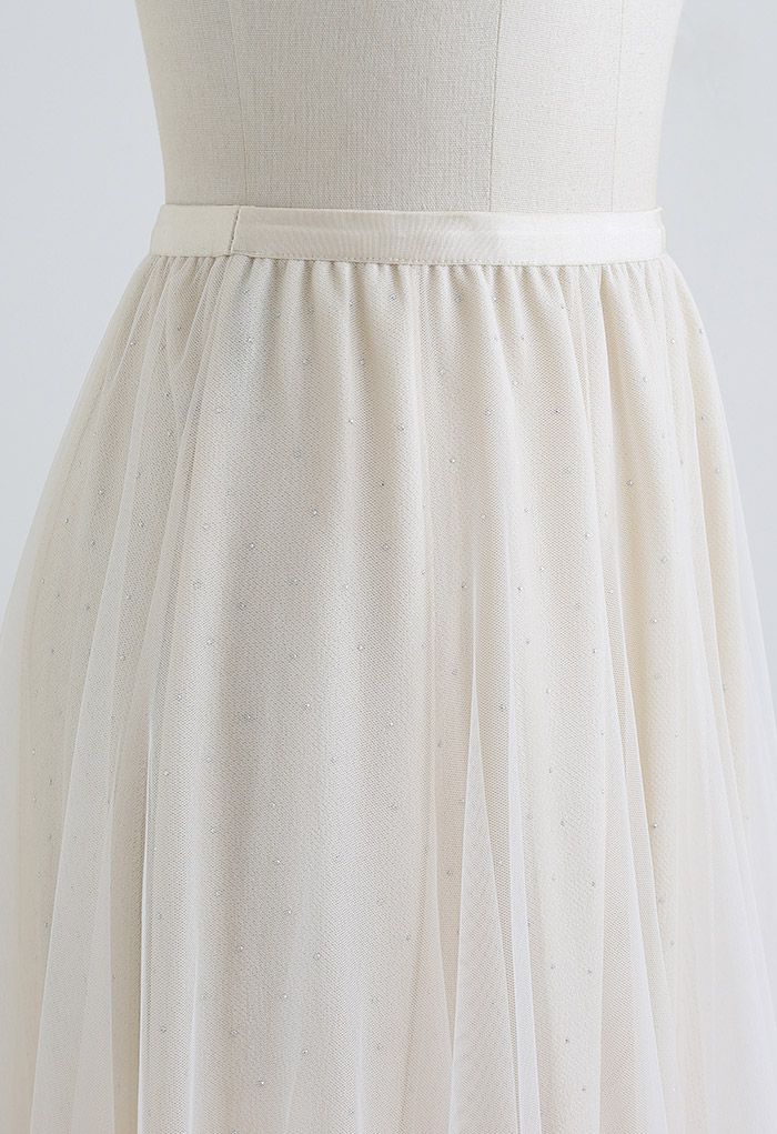 Falda de tul con decoración de cristales Rambling en color crema