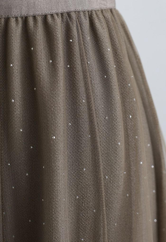 Falda de tul con decoración de cristales Rambling en marrón
