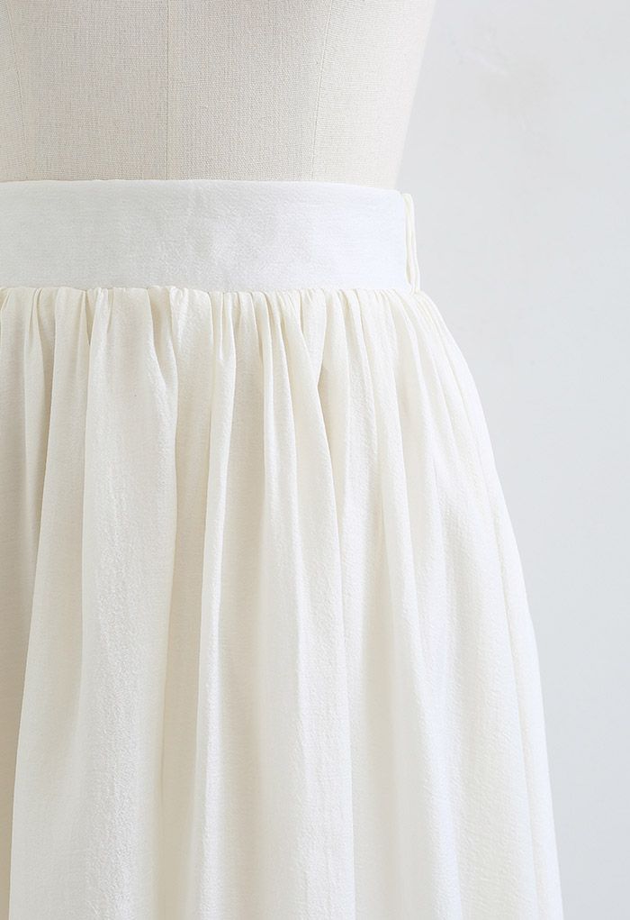 Falda con textura de color sólido Sencillez en crema