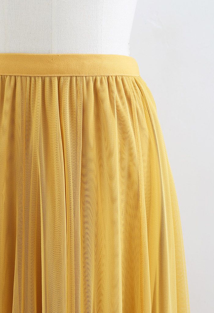 Falda larga de tul de mi jardin secreto en amarillo