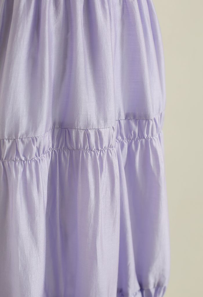 Vestido fruncido manga corta sueño lila