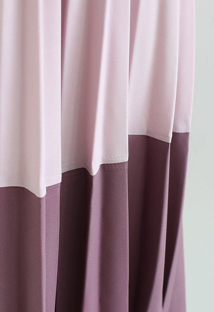 Falda plisada evasé bicolor en rosa