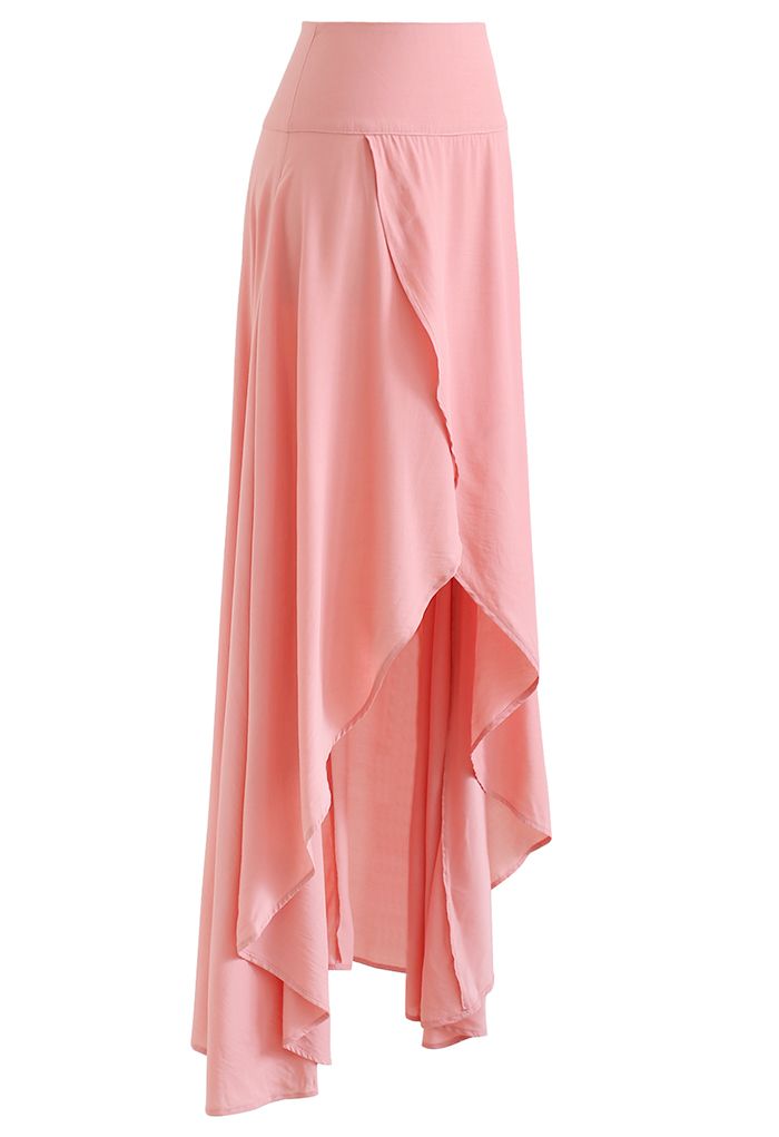 Falda larga hola-lo con solapa delantera en rosa de Verano perezoso