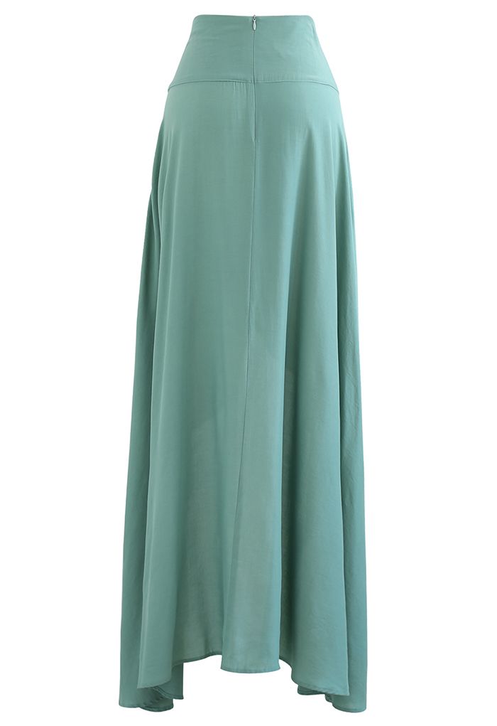 Falda larga hola-lo con solapa delantera en verde azulado de Verano perezoso