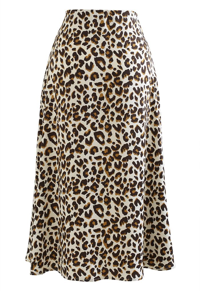 Falda midi con estampado de leopardo africano