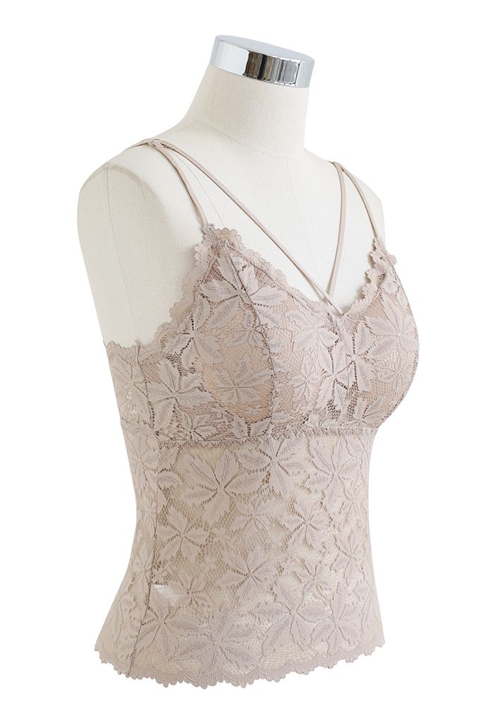 TOP corpiño camisero de encaje Blossom en rosa nude