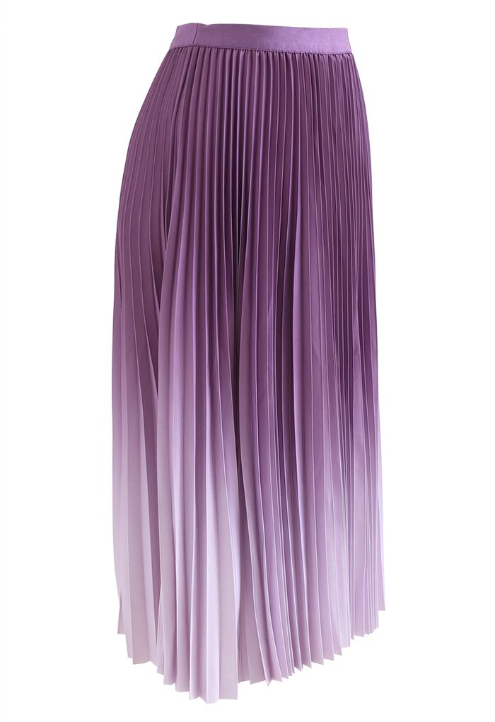 Falda midi plisada en degradado violeta