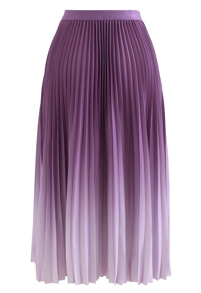 Falda midi plisada en degradado violeta