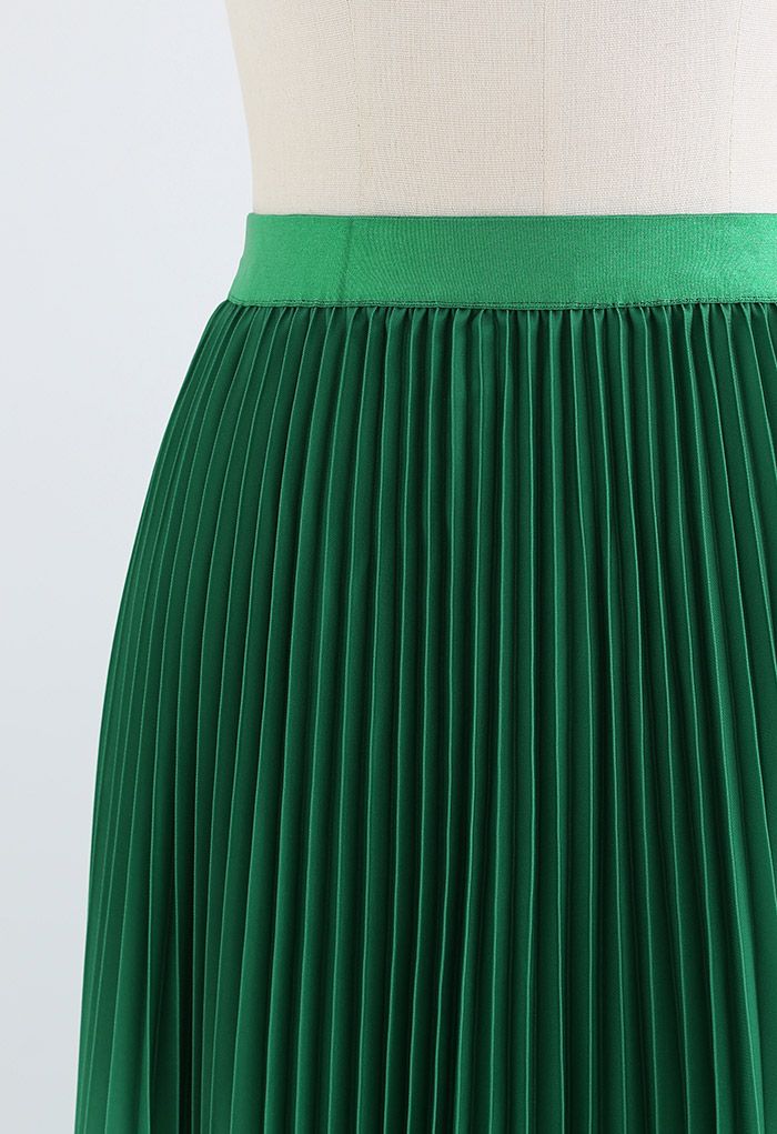 Falda midi plisada degradada verde