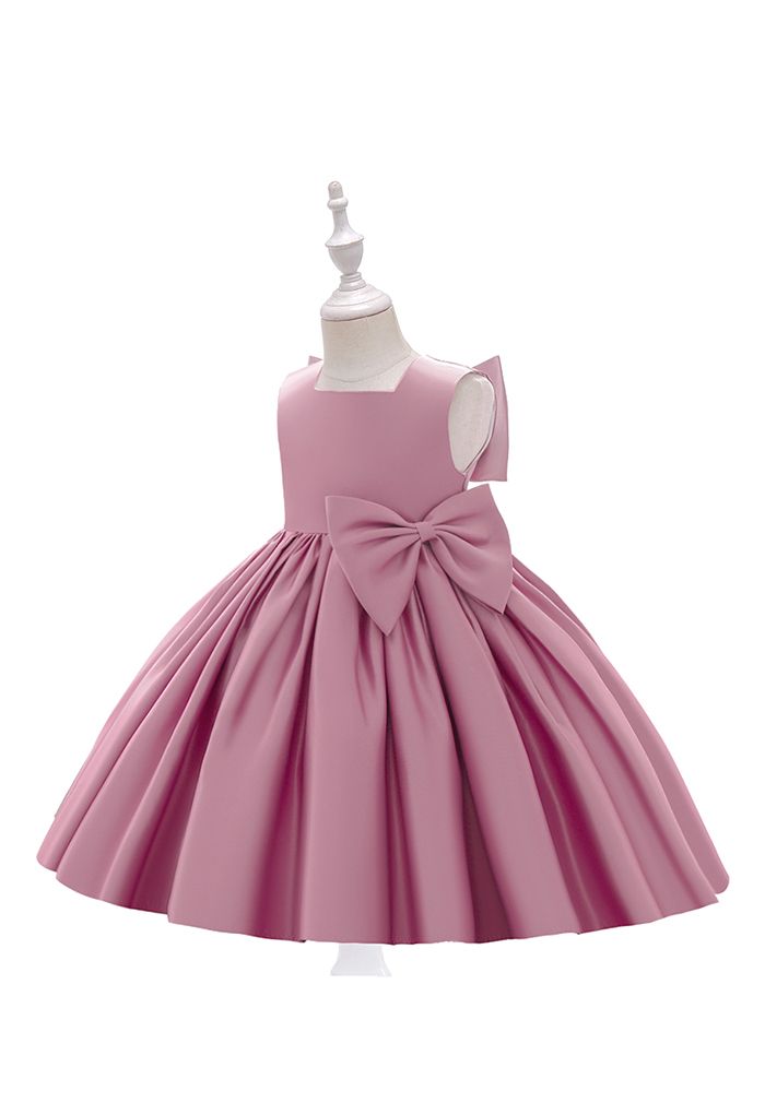 Vestido de princesa sin mangas con lazo grande en la espalda en rosa para niños