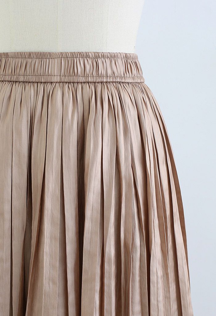 Falda midi plisada con cintura elástica Glimmer en tostado claro