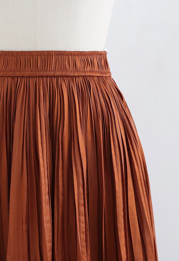 Falda midi plisada con cintura elástica Glimmer en caramelo