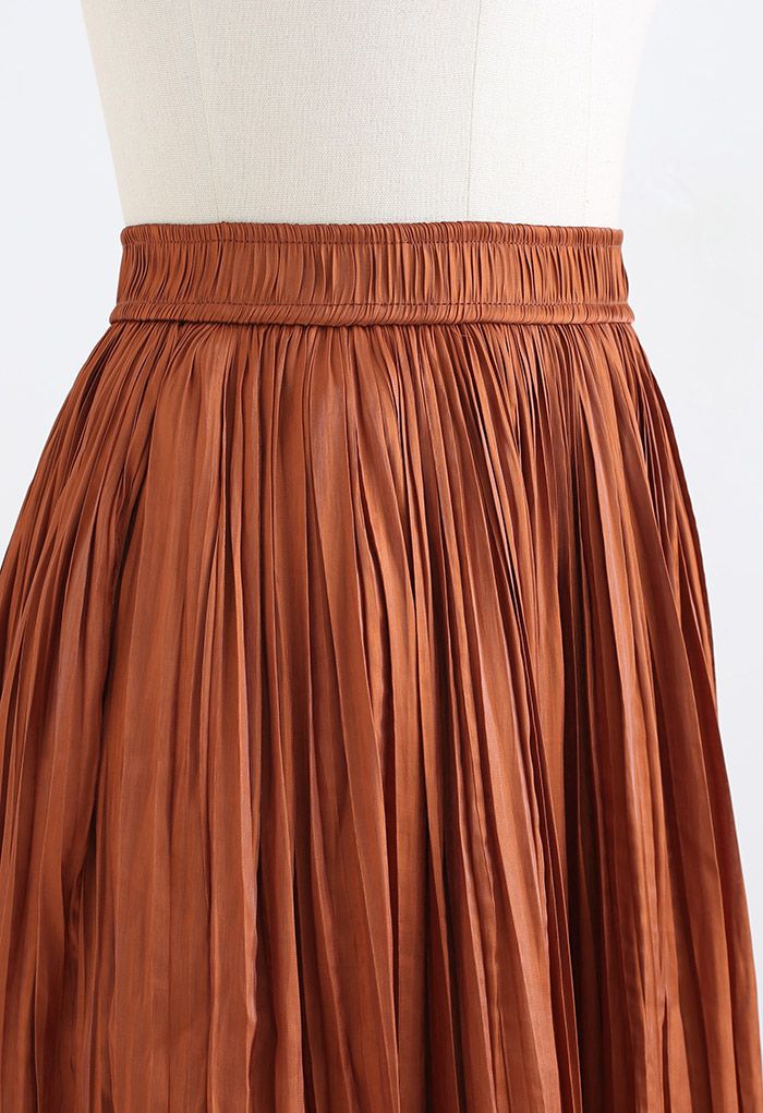 Falda midi plisada con cintura elástica Glimmer en caramelo