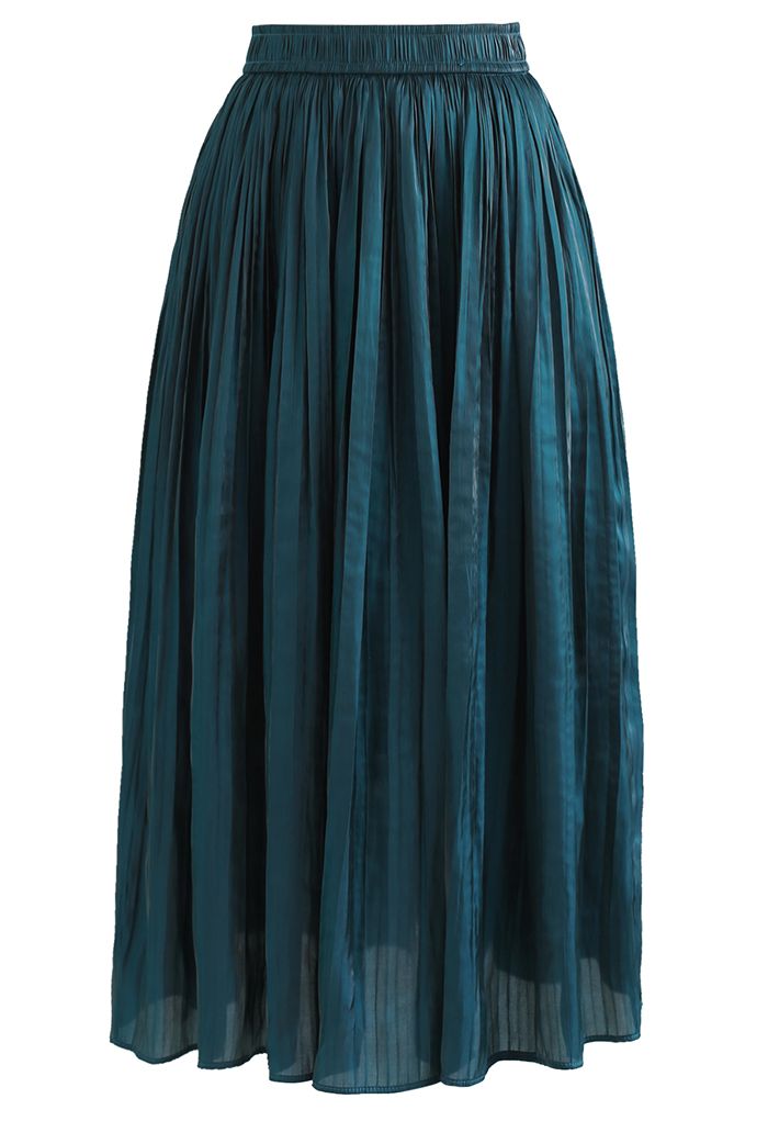 Falda midi plisada con cintura elástica Glimmer en esmeralda