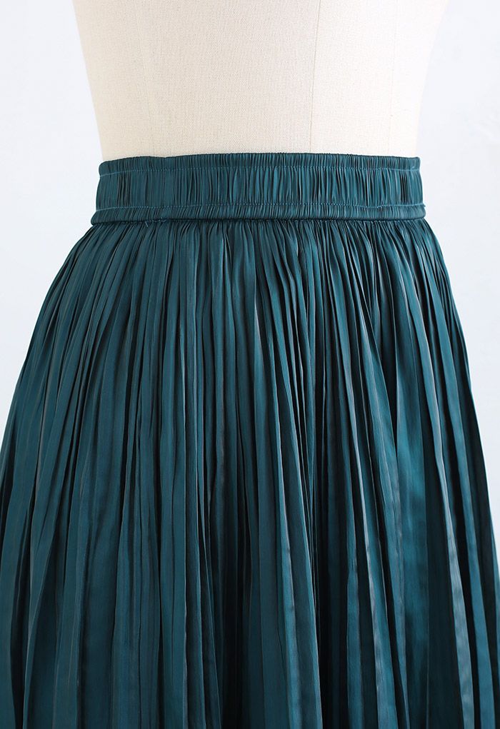 Falda midi plisada con cintura elástica Glimmer en esmeralda