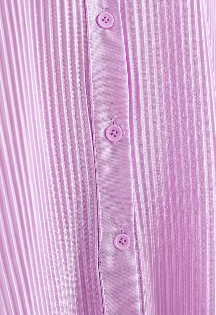 Conjunto de camisa y pantalón plisado completo en lila