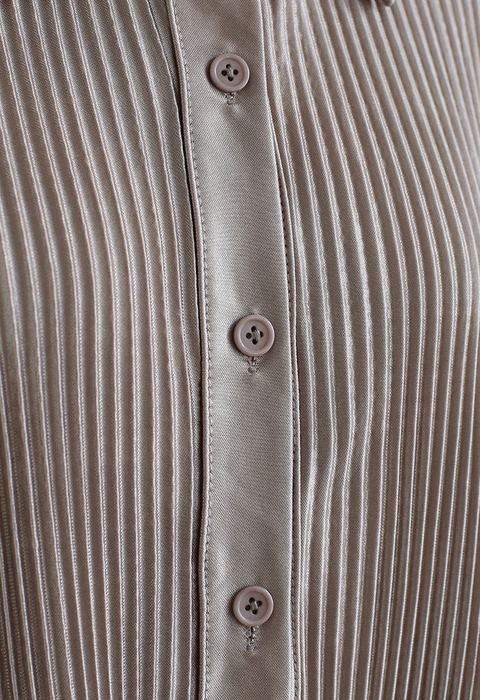 Conjunto de camisa y pantalón plisado con plisado completo en gris topo -  Retro, Indie and Unique Fashion