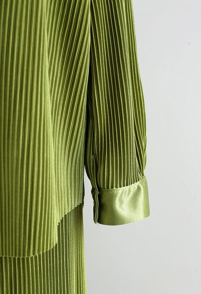 Conjunto de camisa y pantalón plisado completo en verde musgo - Retro,  Indie and Unique Fashion