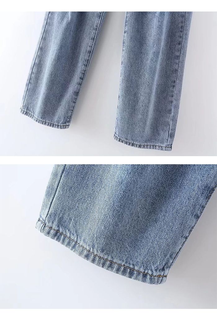 Jeans rectos rasgados de cintura alta