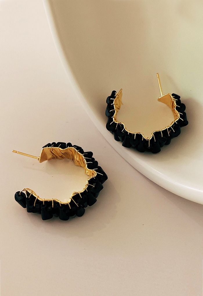 Aretes en forma de C trenzados con cristal