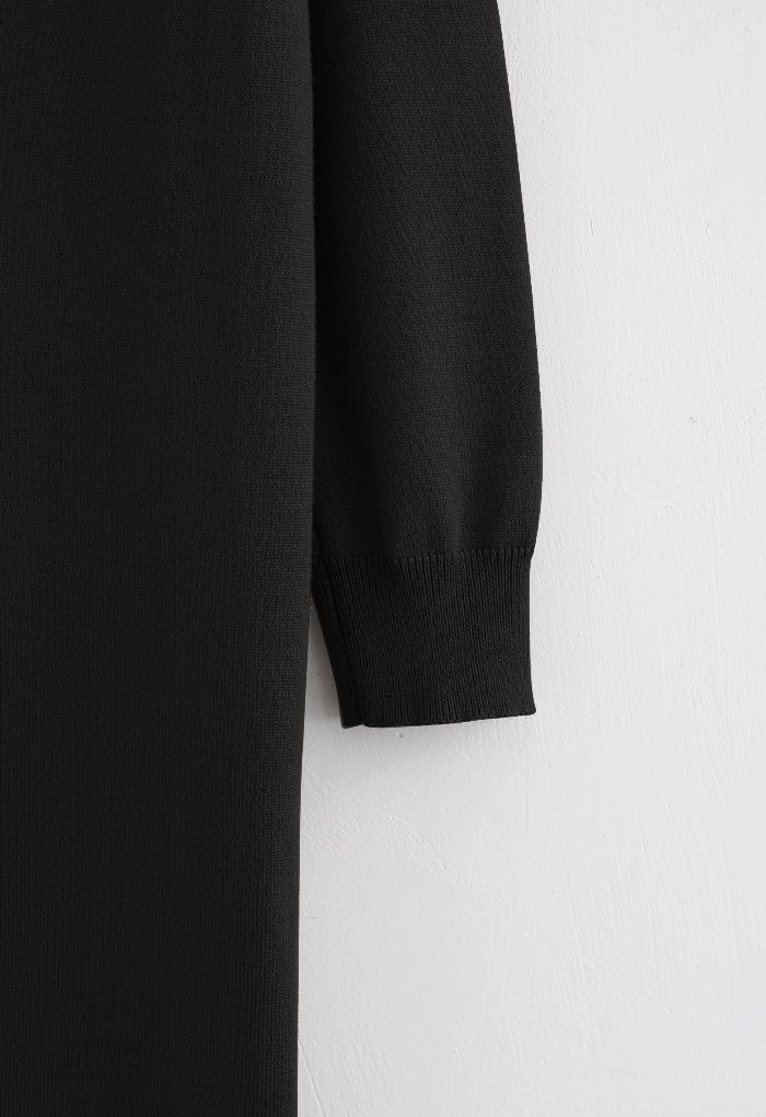 Cárdigan largo de color liso con frente abierto en negro