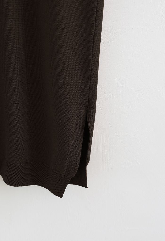 Cárdigan largo de color liso con frente abierto en negro