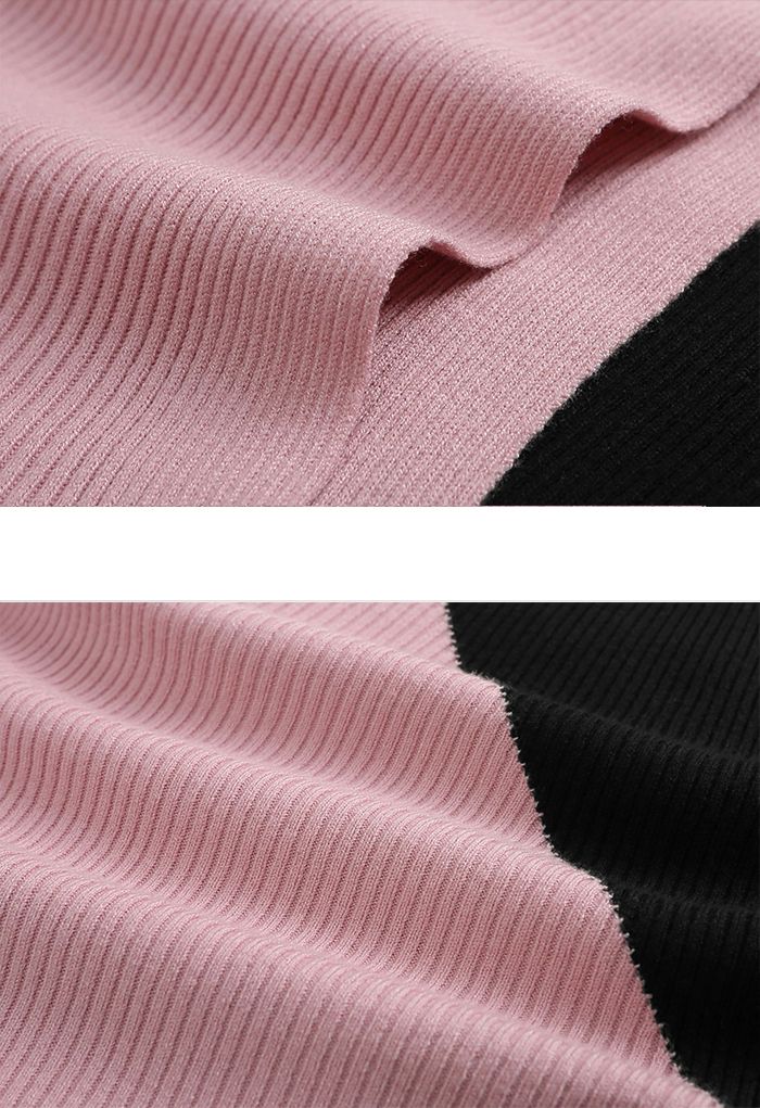 Jersey bicolor con cuello barco y manga murciélago en rosa