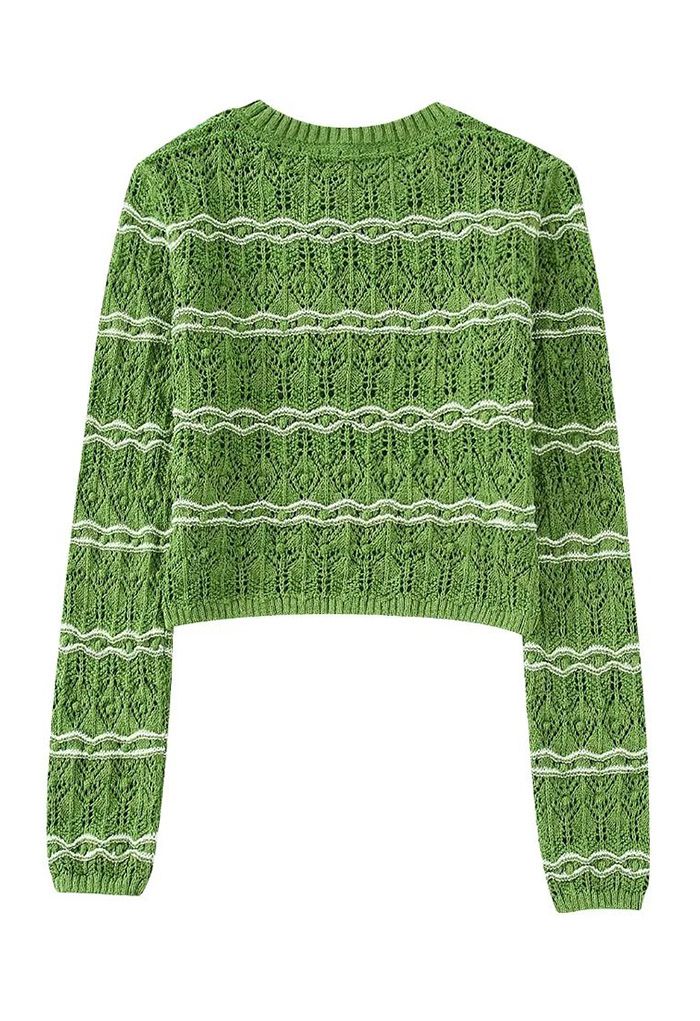 Suéter corto ahuecado de línea ondulada