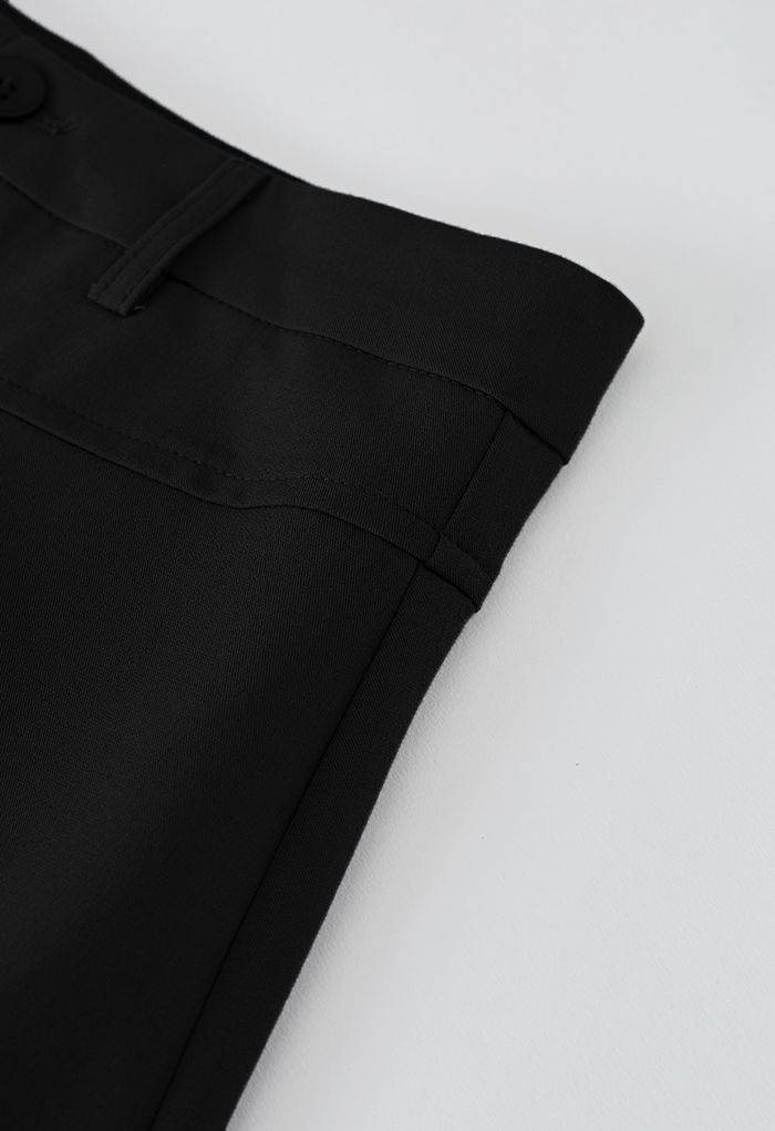 Falda midi con dobladillo acampanado de gama alta en negro