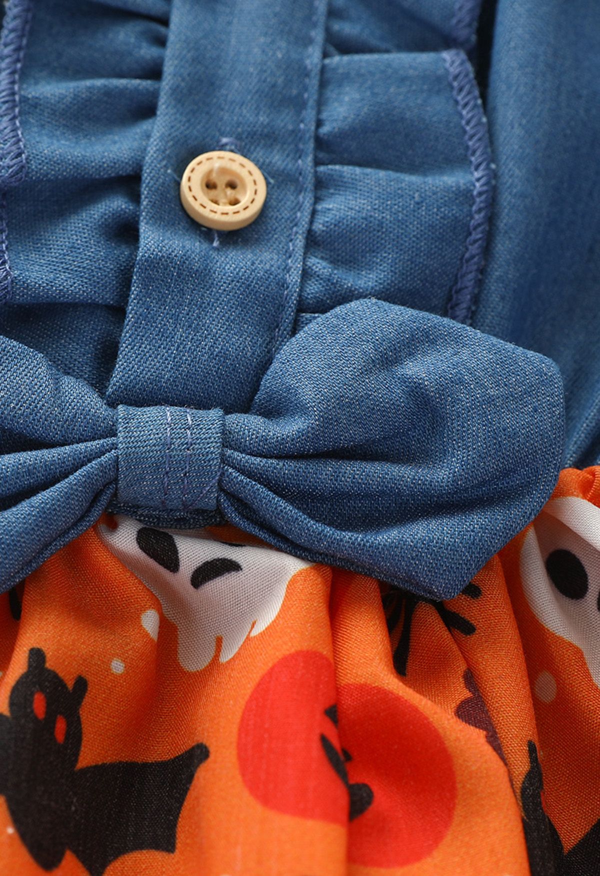 Vestido vaquero con lazo empalmado para fiesta de Halloween para niños en naranja