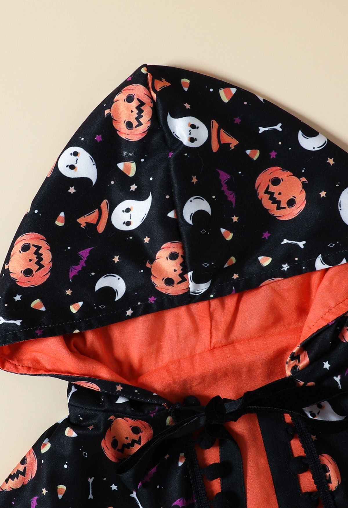 Vestido de malla de calabaza fantasma de Halloween para niños con capa con capucha
