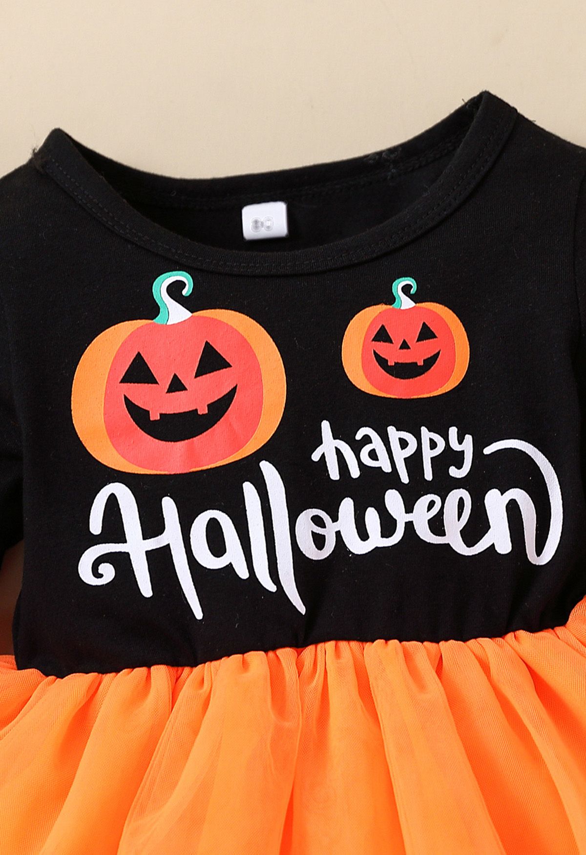 Vestido de tul con empalme de calabaza Happy Halloween para niños pequeños