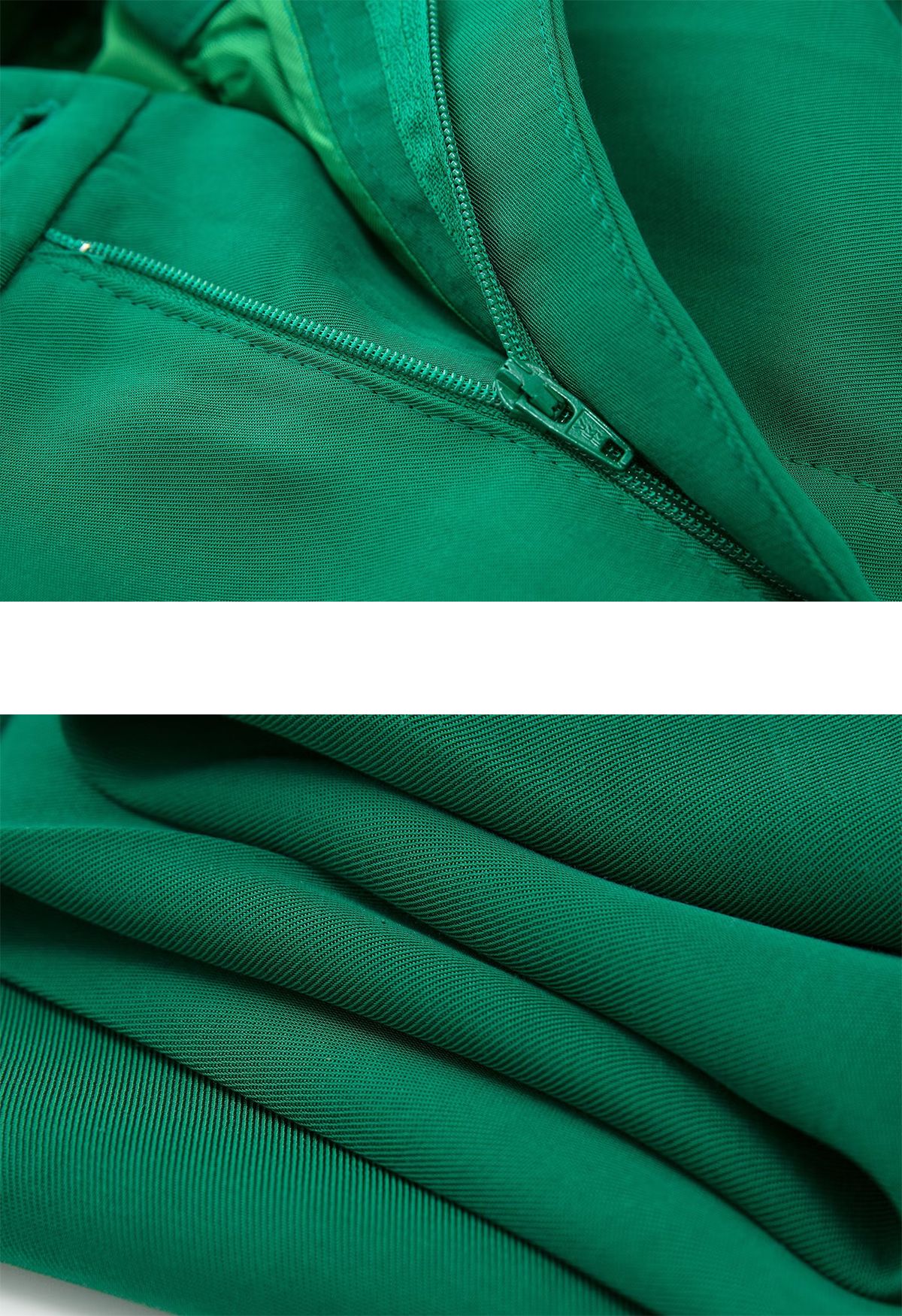 Pantalones de pierna recta con drapeado verde sólido Simplicity
