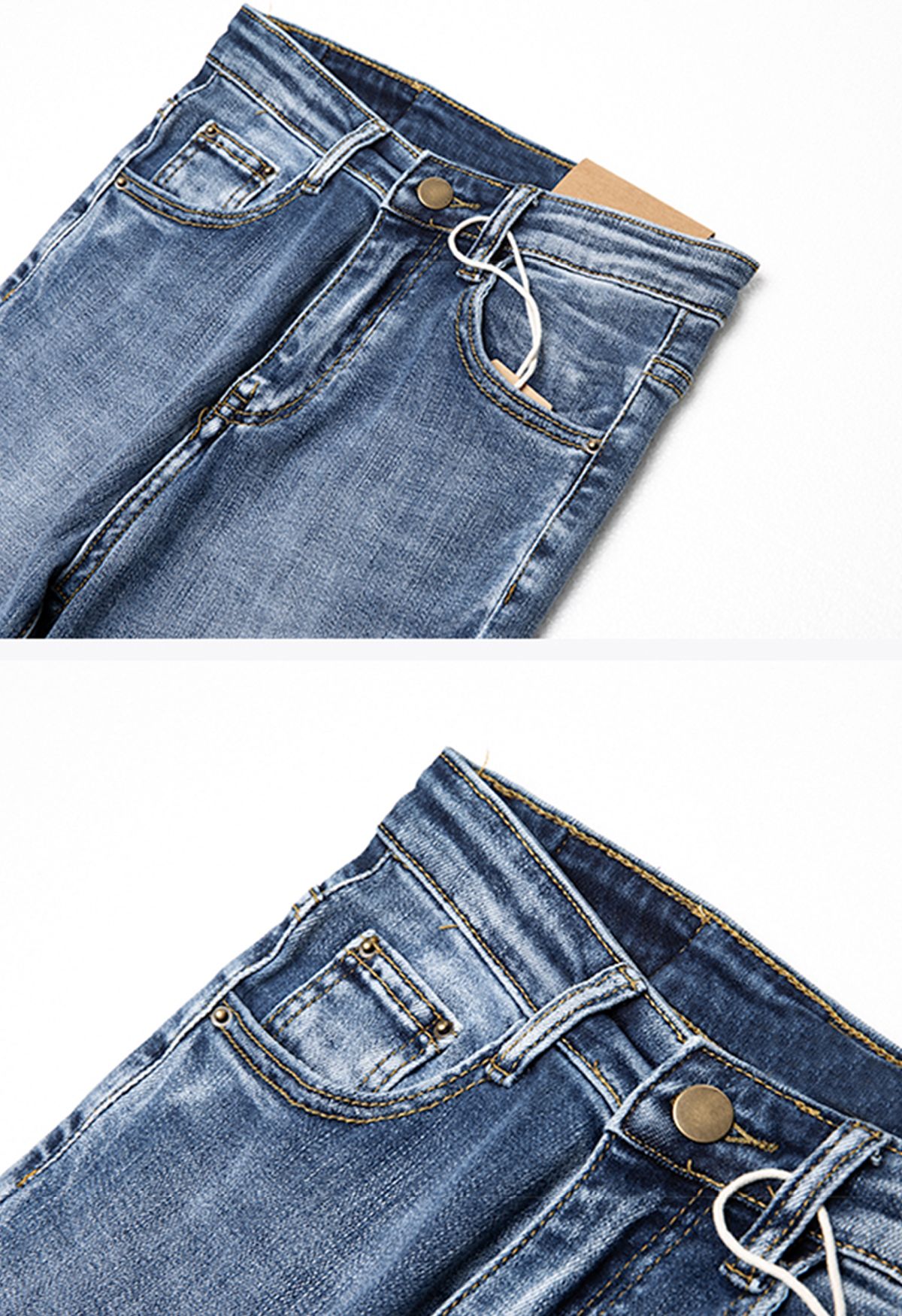 Jeans tobilleros desgastados con dobladillo sin rematar irregulares
