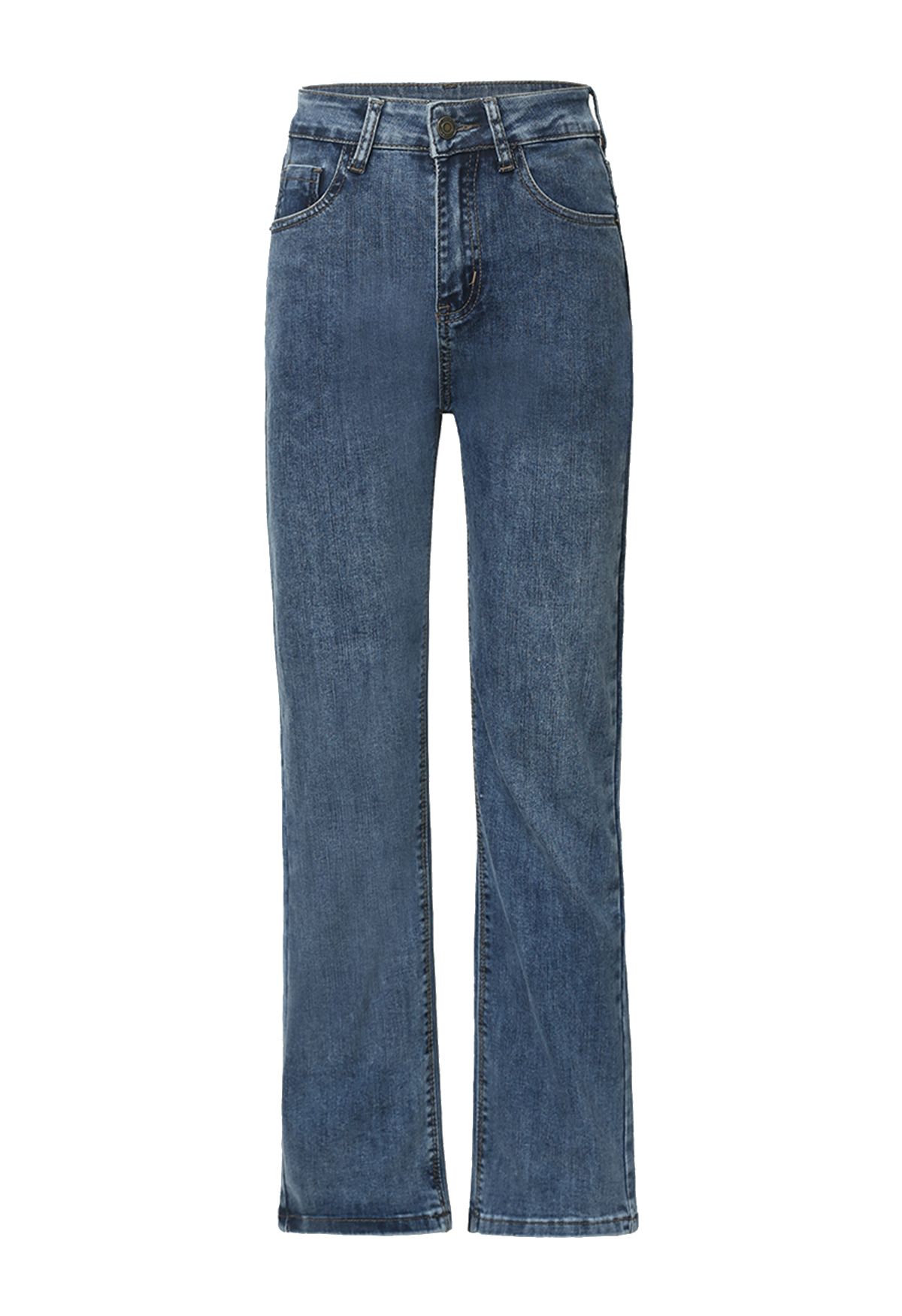 Jeans rectos suaves con bolsillos delanteros y traseros