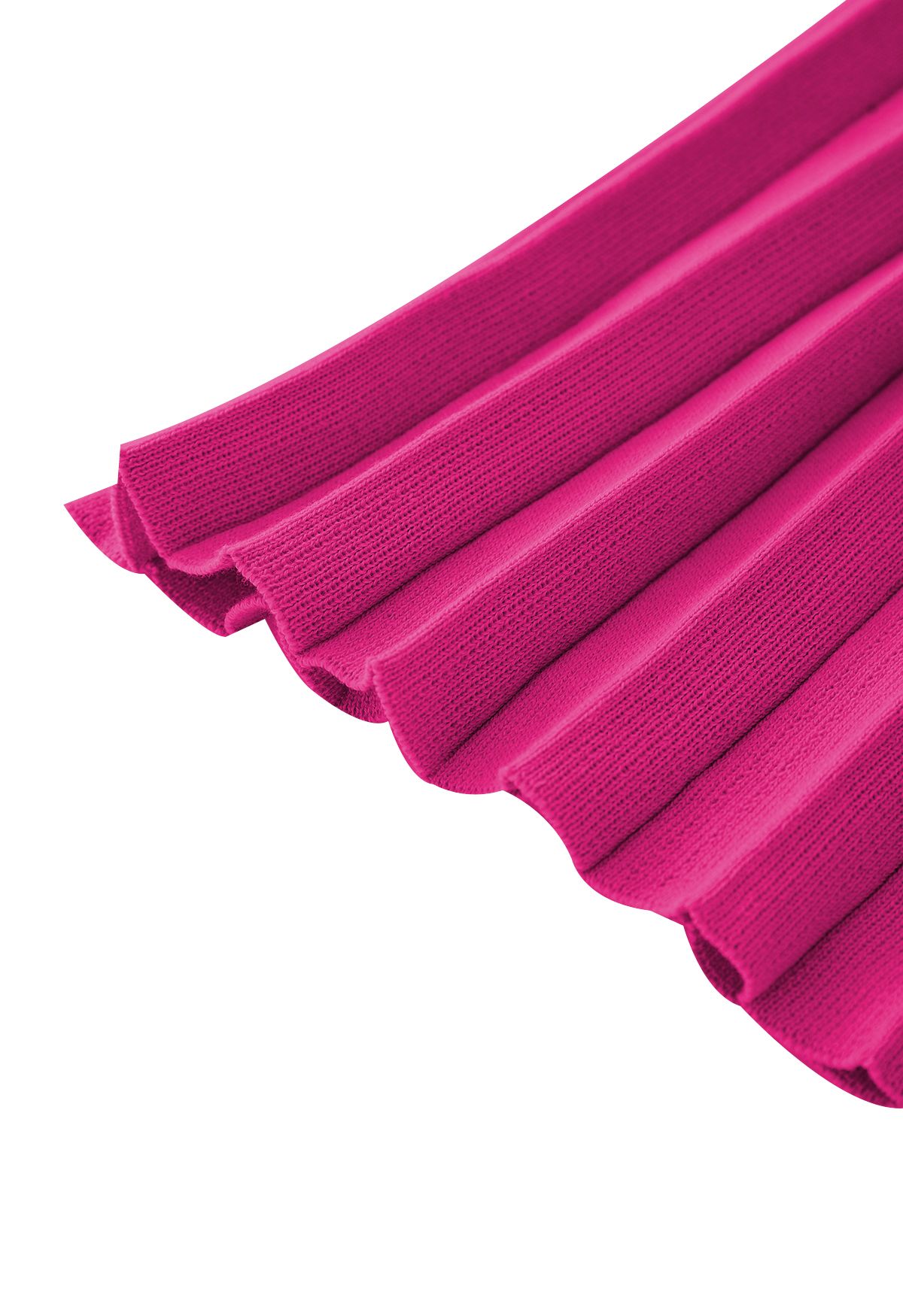 Conjunto de top de punto con cuello en V y falda plisada en rosa fuerte