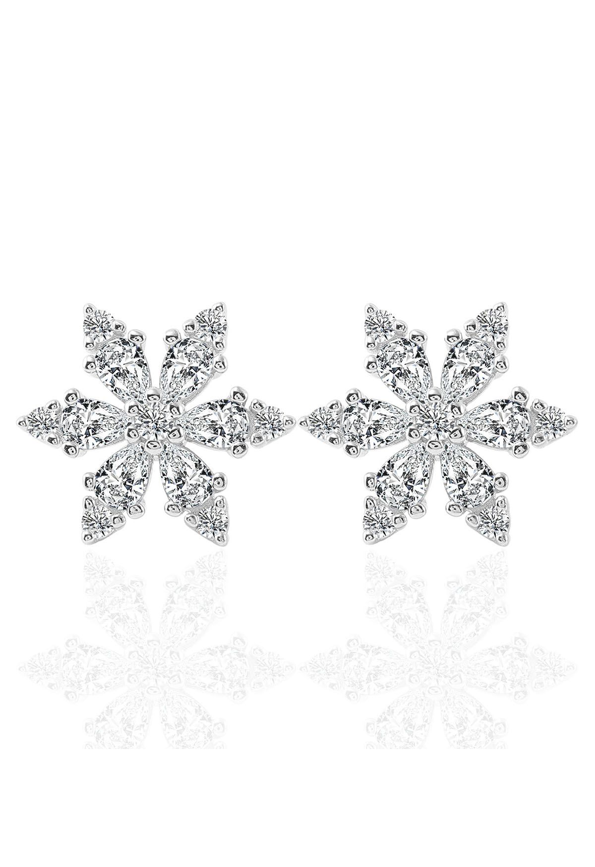 Aretes de diamantes Moissanite completos de copo de nieve