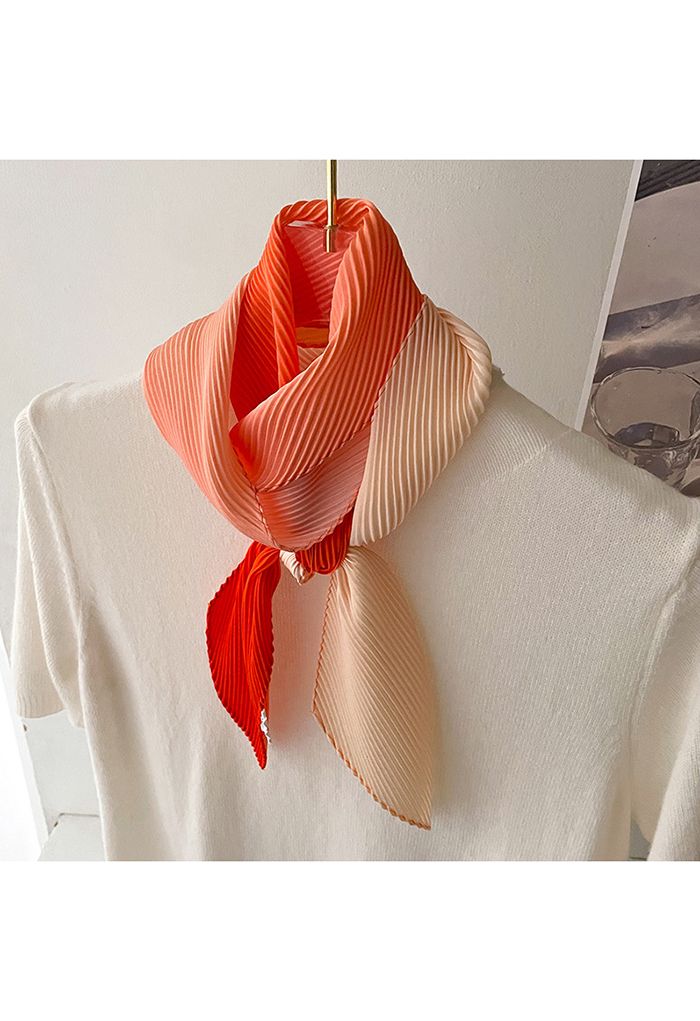 Bufanda de cinta plisada con degradado de sensación de seda