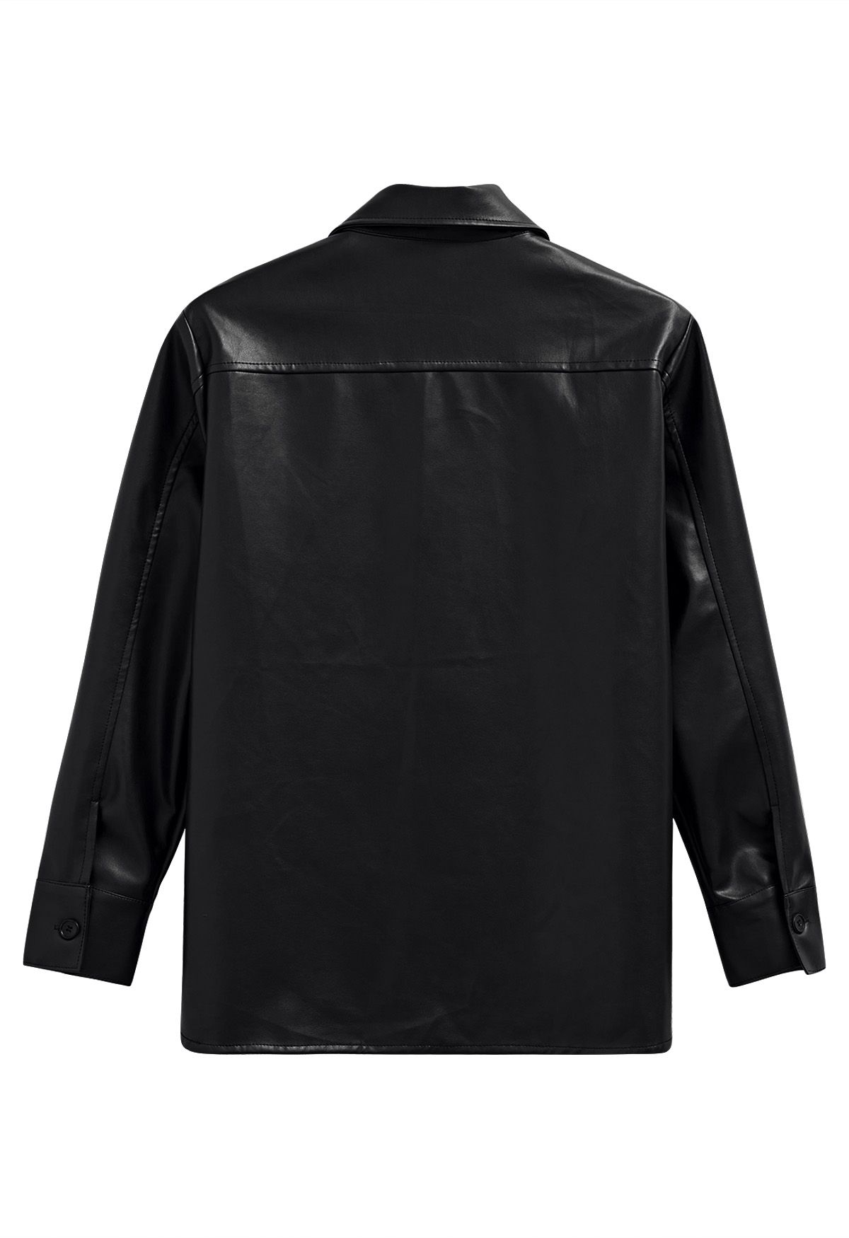 Chaqueta estilo camisa informal elegante de piel sintética en negro