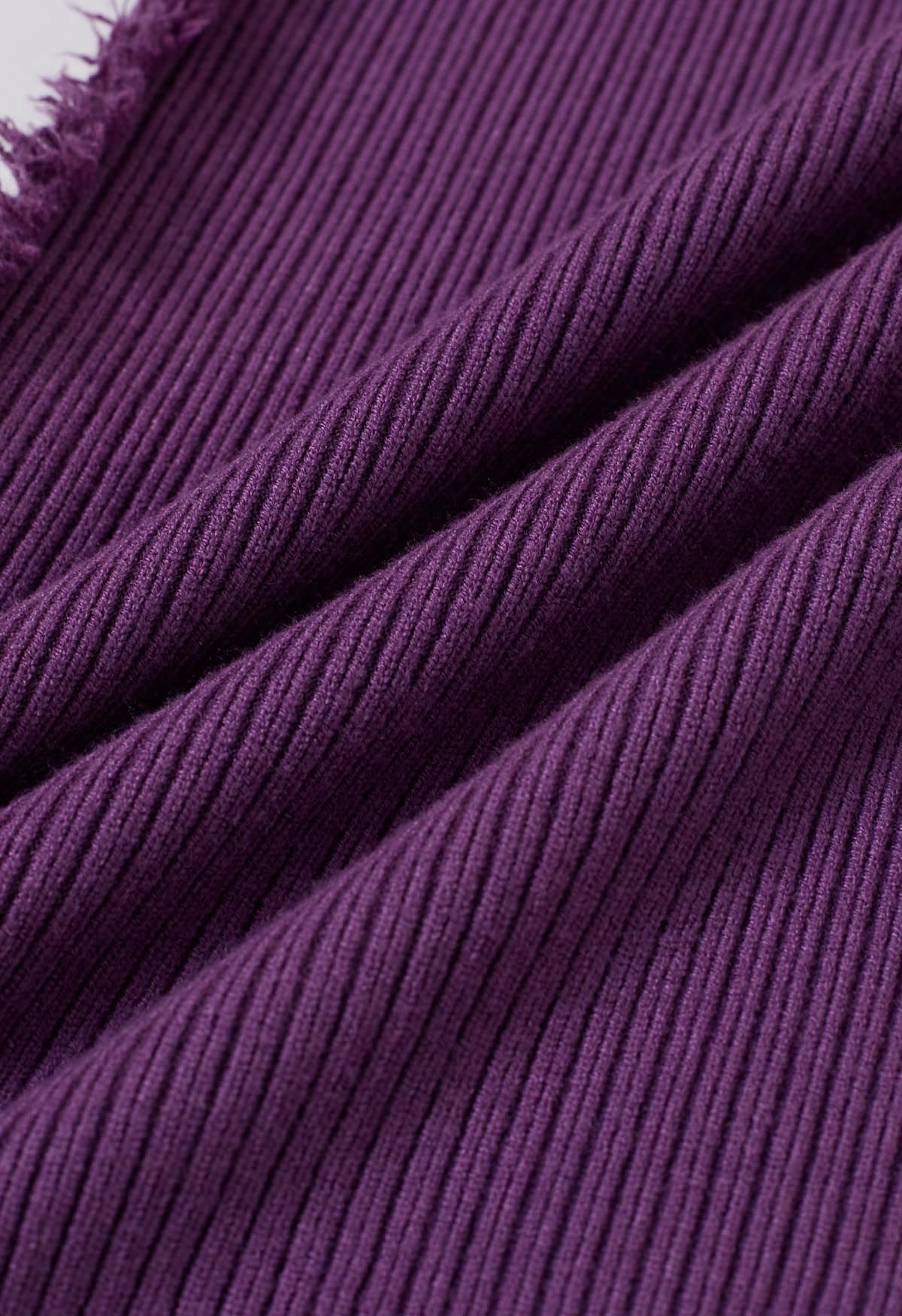 Pantalones de punto de pierna recta con ribete de borla lateral en morado