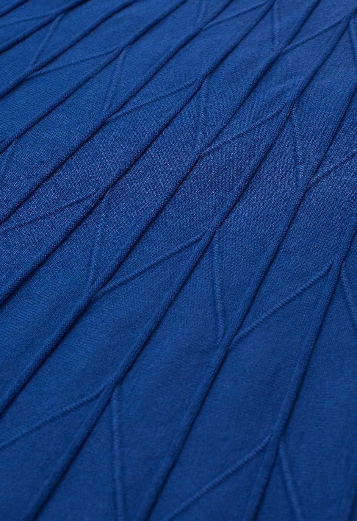 Falda de punto plisada en zigzag en índigo