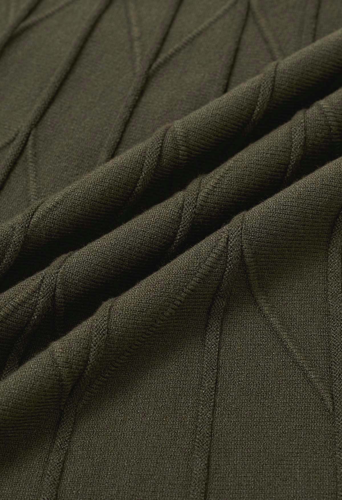 Falda de punto plisada en zigzag en verde militar