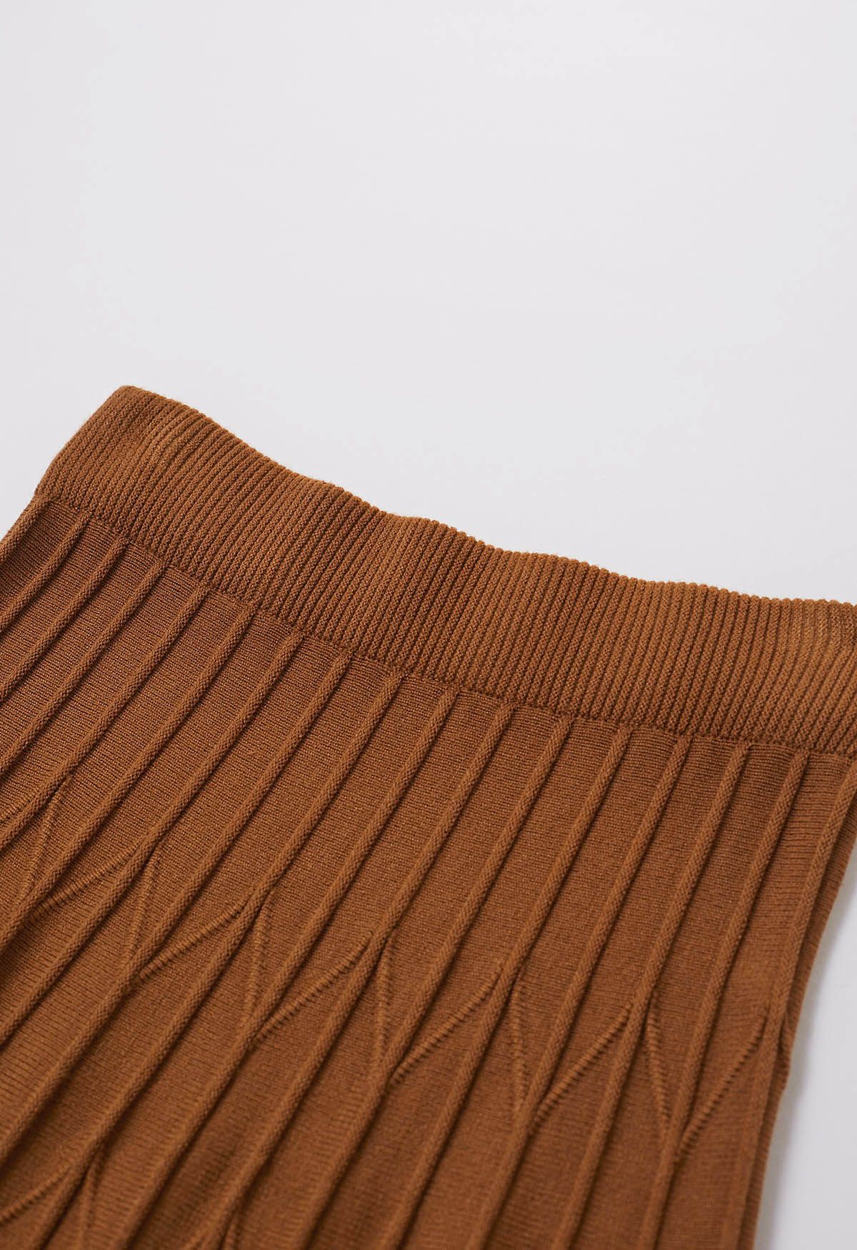 Falda de punto plisada en zigzag en calabaza