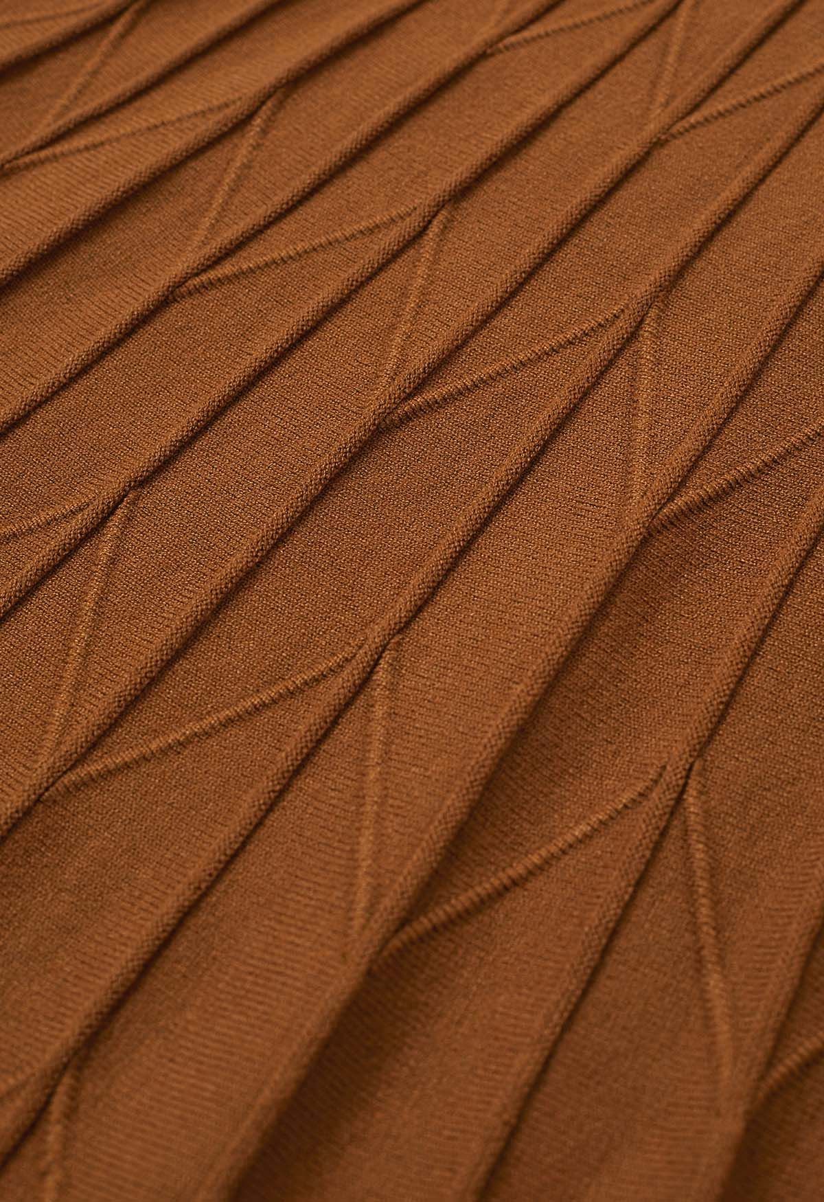 Falda de punto plisada en zigzag en calabaza