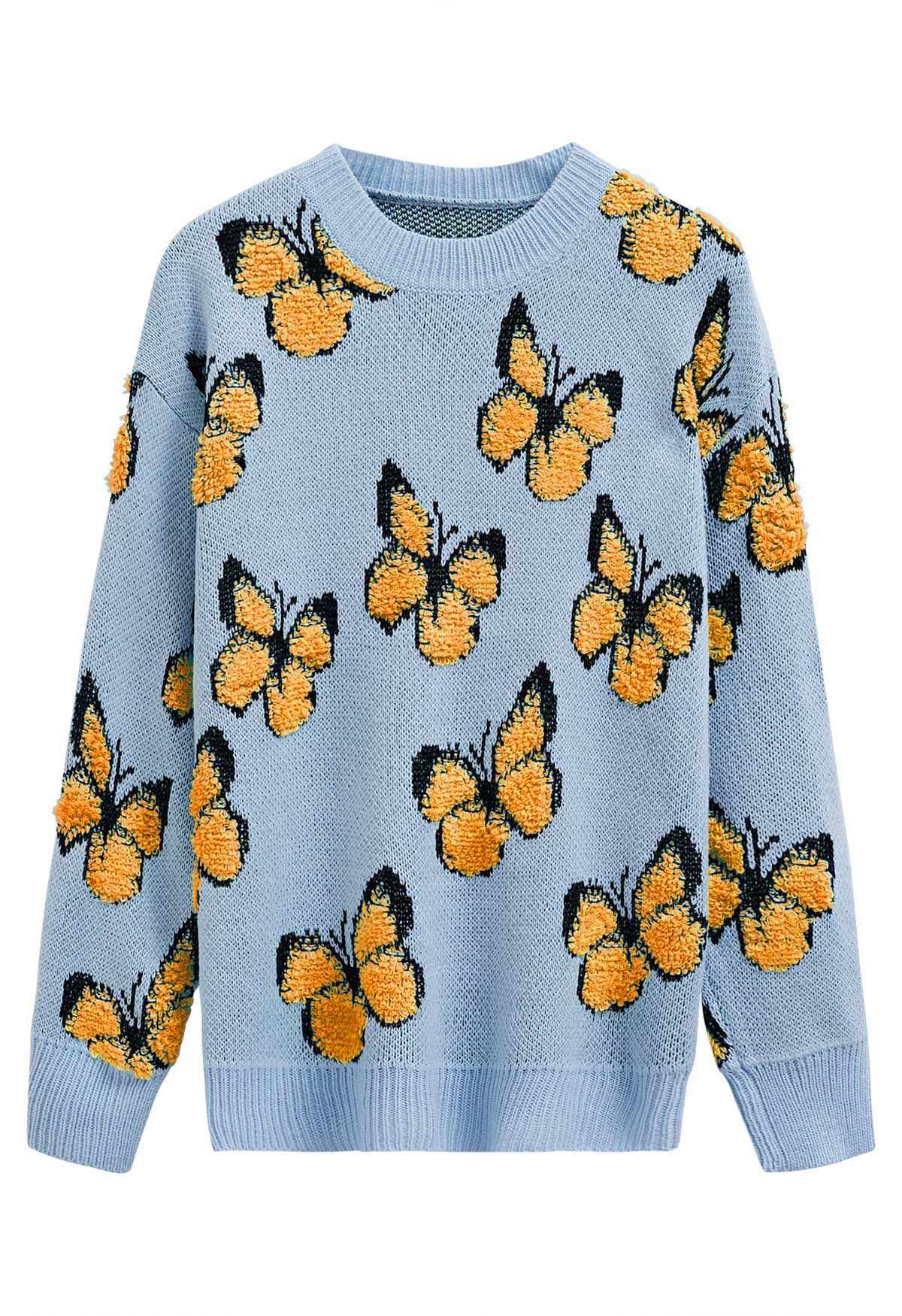 Jersey de punto acanalado con mariposas Balletic en azul